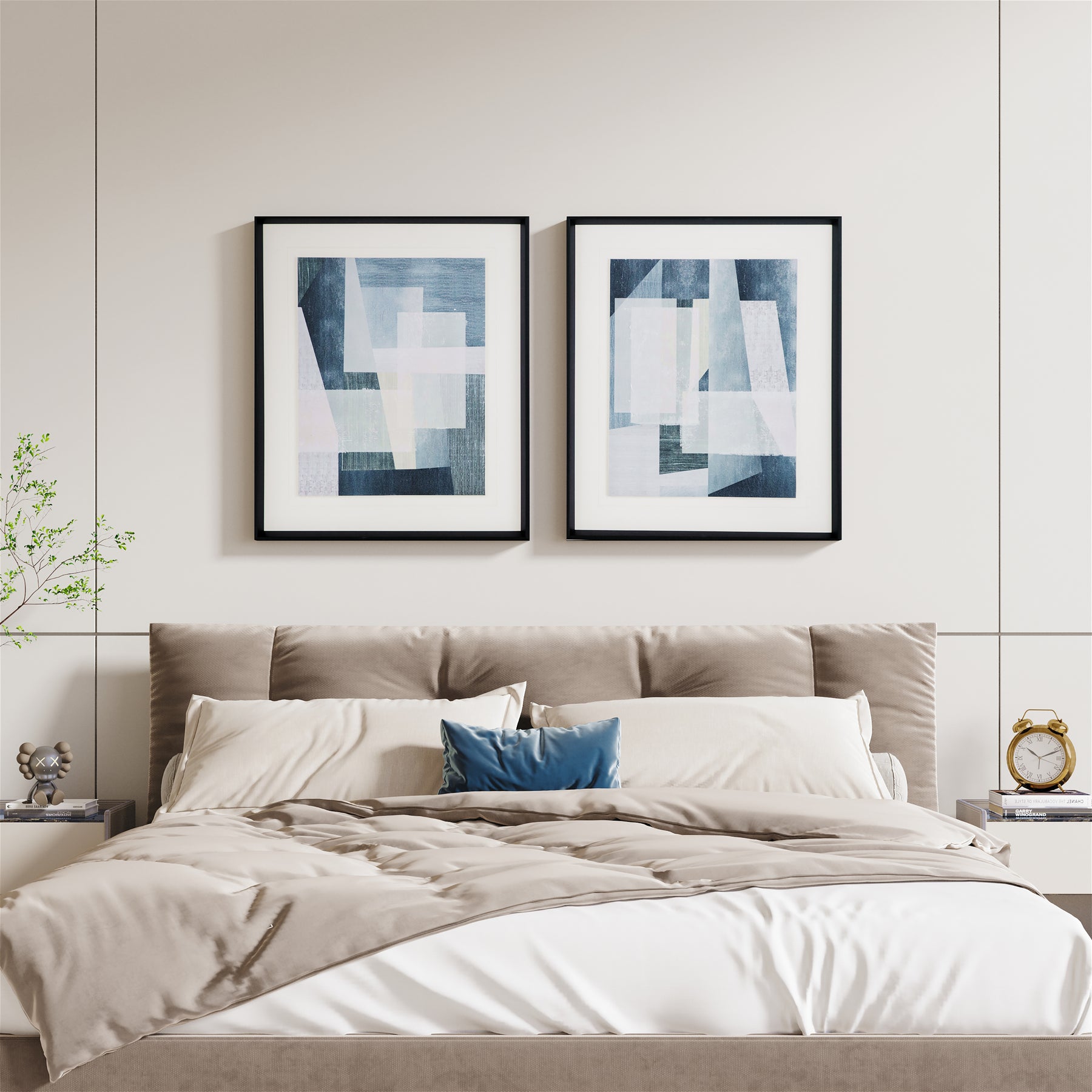 S/2 Abstract Overlapping Geometric Wall Art