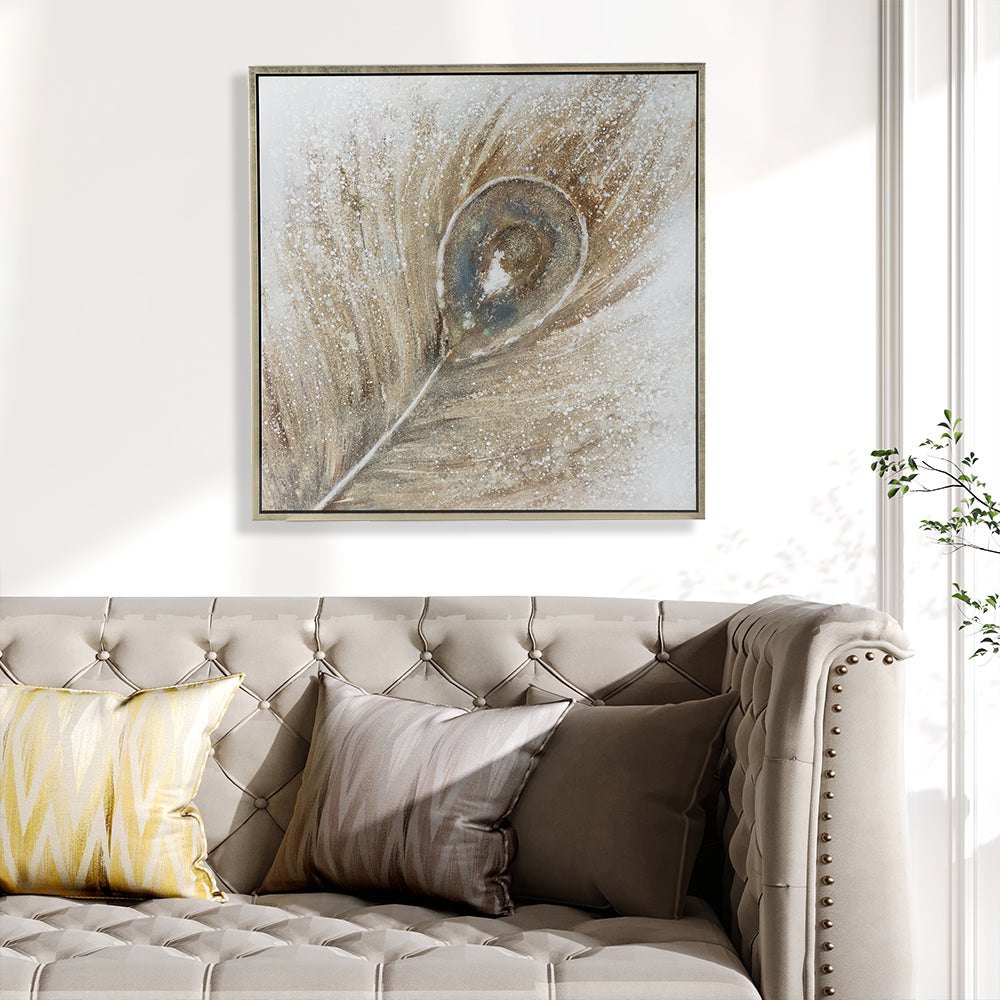 Modern Peacock Eye Frame Hand Painted Wall Art