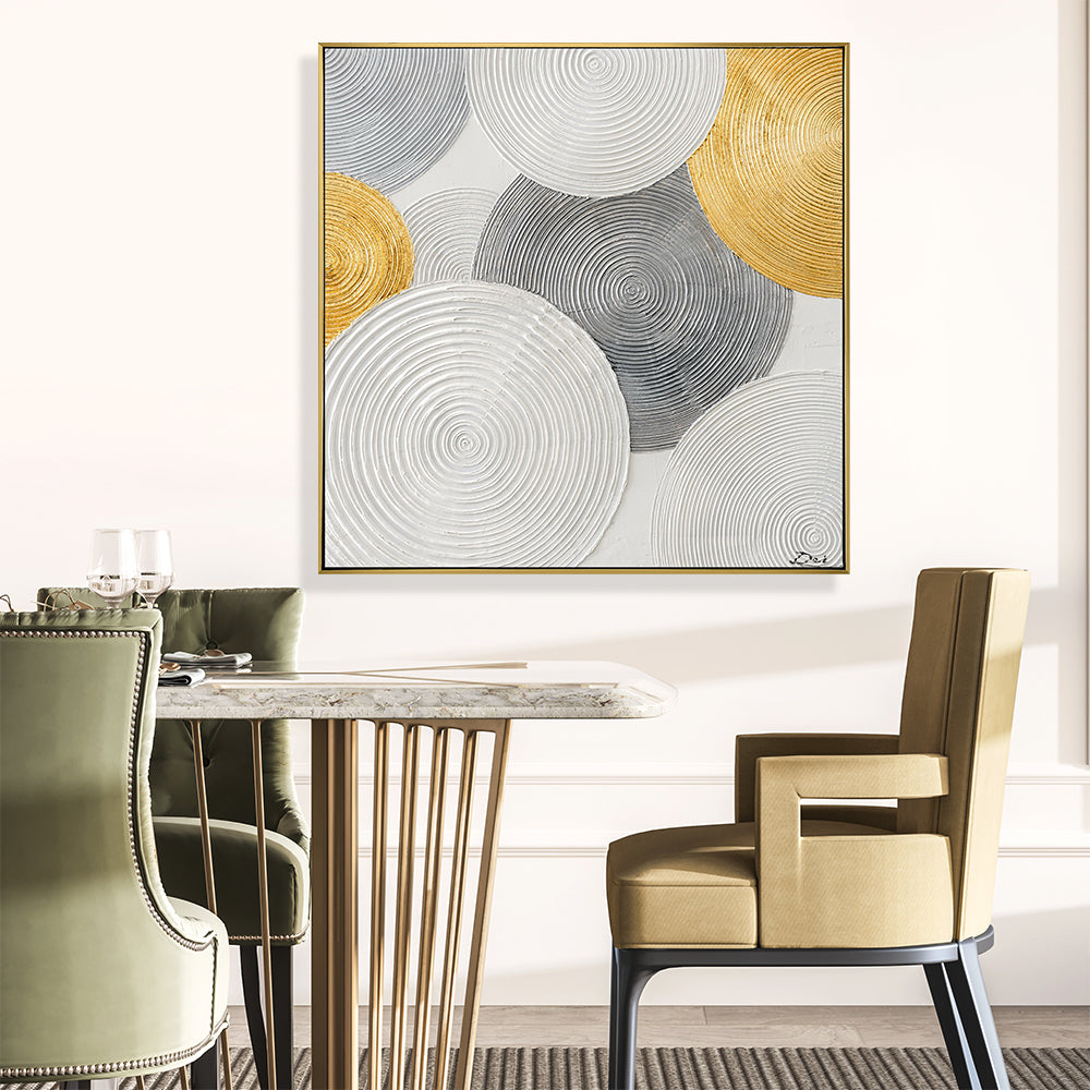 White And Gold Swirl Hand Painted Wall Art