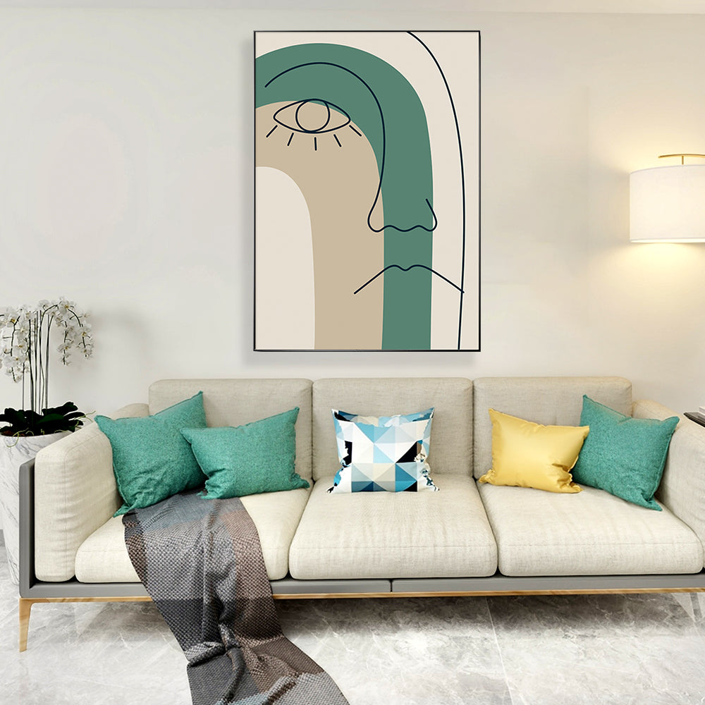 Contemporary Nordic Abstract Art Figure Face Lines Wall Art