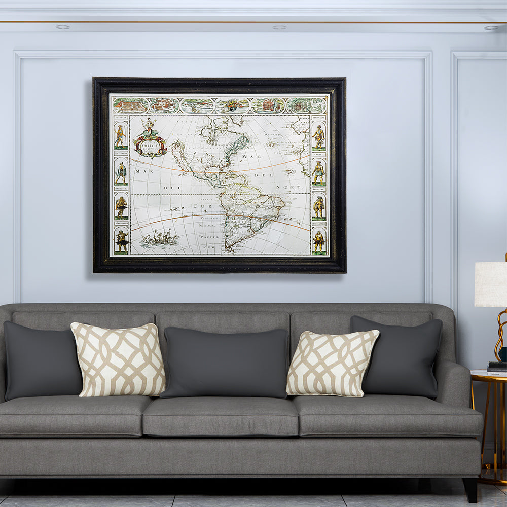 47”L x 36”H Traditional European Map Wall Art