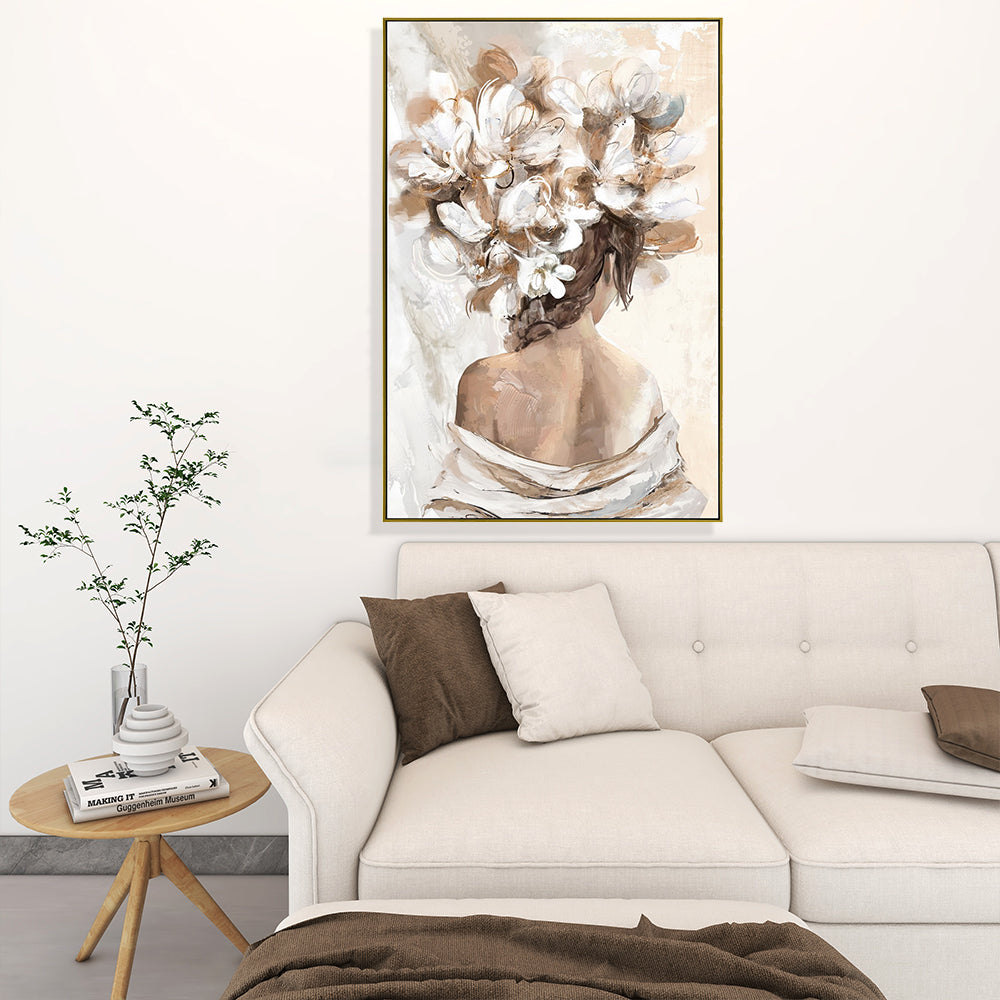 Woman And Flower Hand Painted Canvas Wall Art