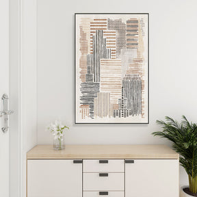 Horizontal And Vertical Texture Half Hand Painted Wall Art