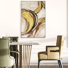 Hand Painted Yellow And Cream Abstract Wall Art