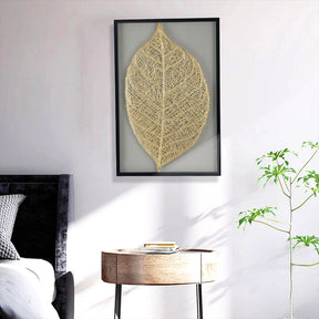 Contemporary Adonis Gold Toned Paper Leaf Shadow Box Wall Decor