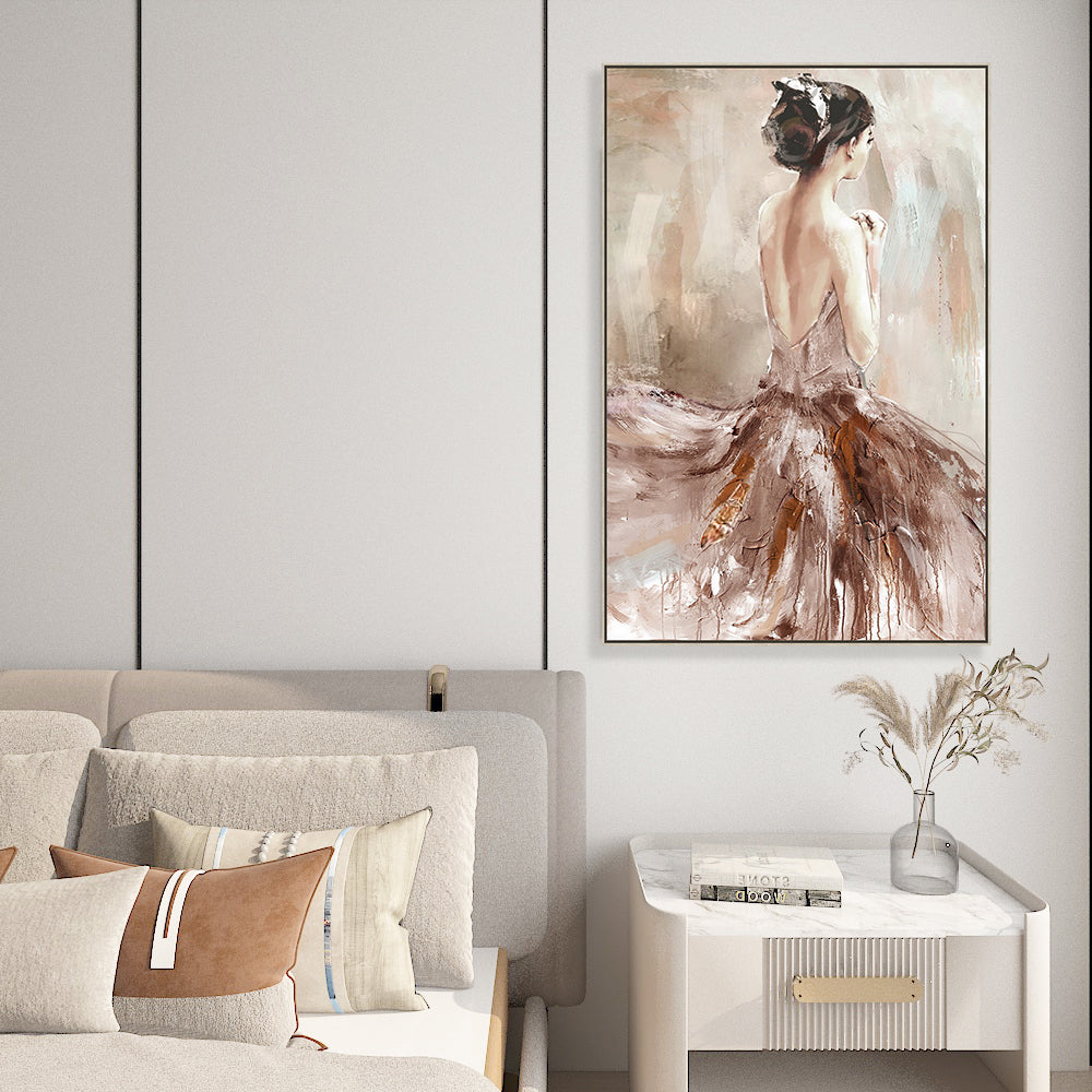 Elegant Lady Hand Painted Canvas Wall Art