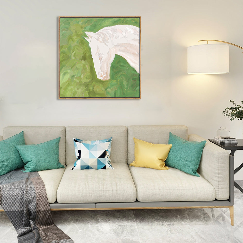 Minimalist Style Oil Painting Horse Framed Wall Art