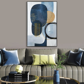 Blue And Black Half Hand Painted Wall Art