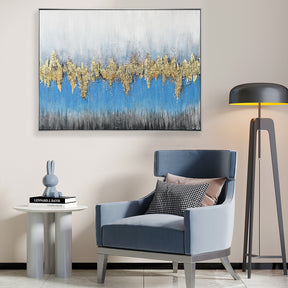 Blue And Gold Hand Painted Canvas Wall Art