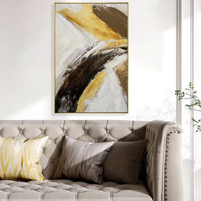 Hand Painted Yellow And Cream Abstract Wall Art