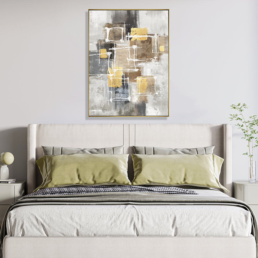 Overlapping Rectangle Hand Painted Canvas Wall Art