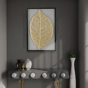 Contemporary Adonis Gold Toned Paper Leaf Shadow Box Wall Decor