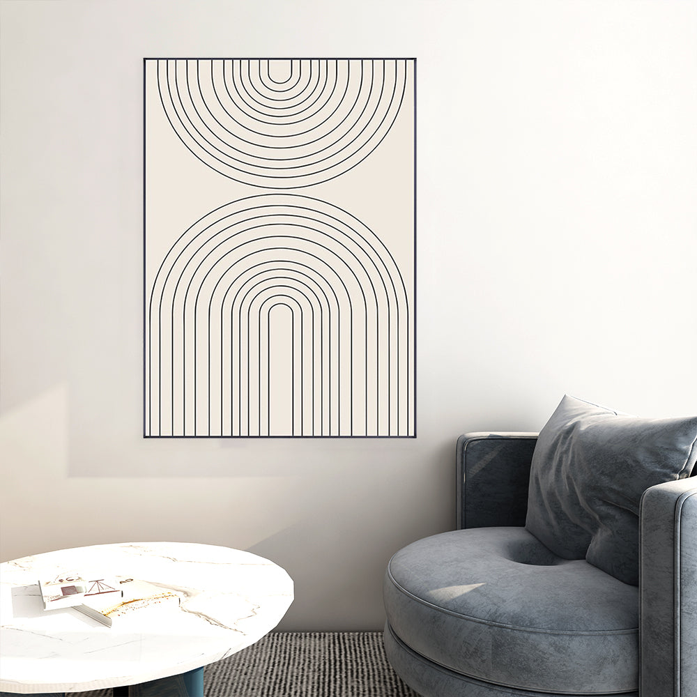 Triptych Nordic Geometric Abstract Lines Framed Wall Art