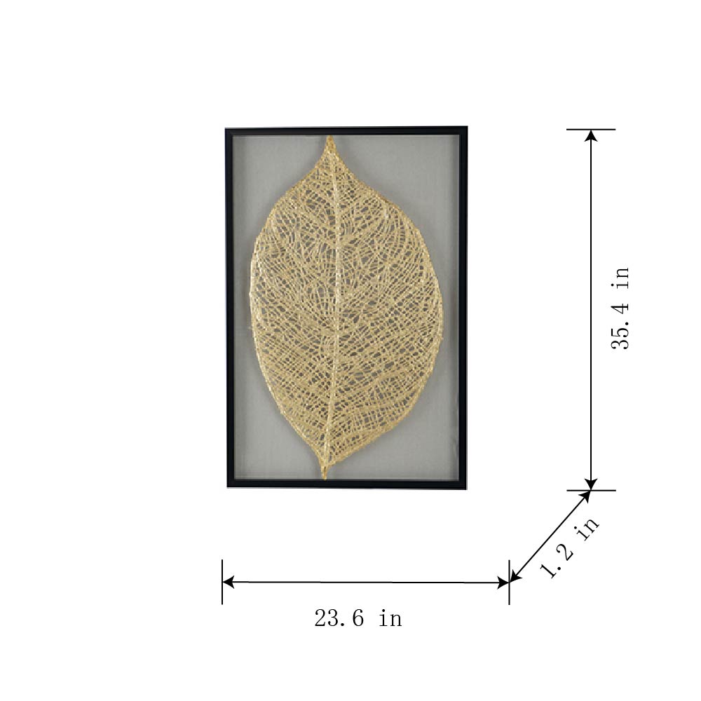 Contemporary Adonis Gold Toned Paper Leaf Shadow Box Wall Decor