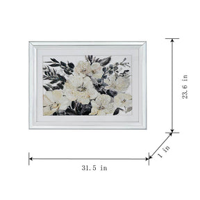 Traditional Oil Painting Floral Bouquet Mirrored Framed Wall Art