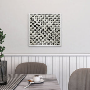 Layered Hollow Grid Framed Wall Art