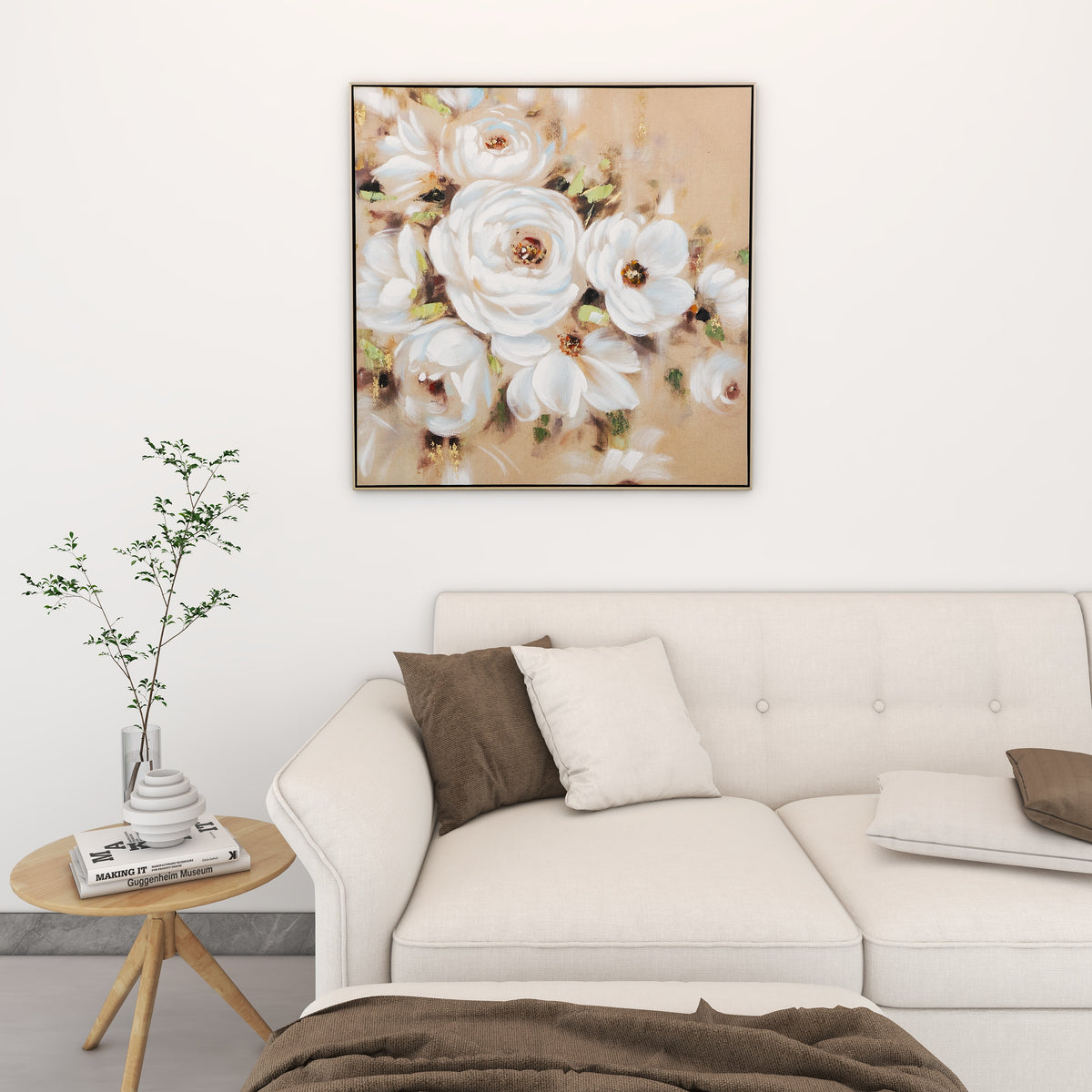 Traditional Hand-Painted Oil Painting Blooms Framed Wall Art