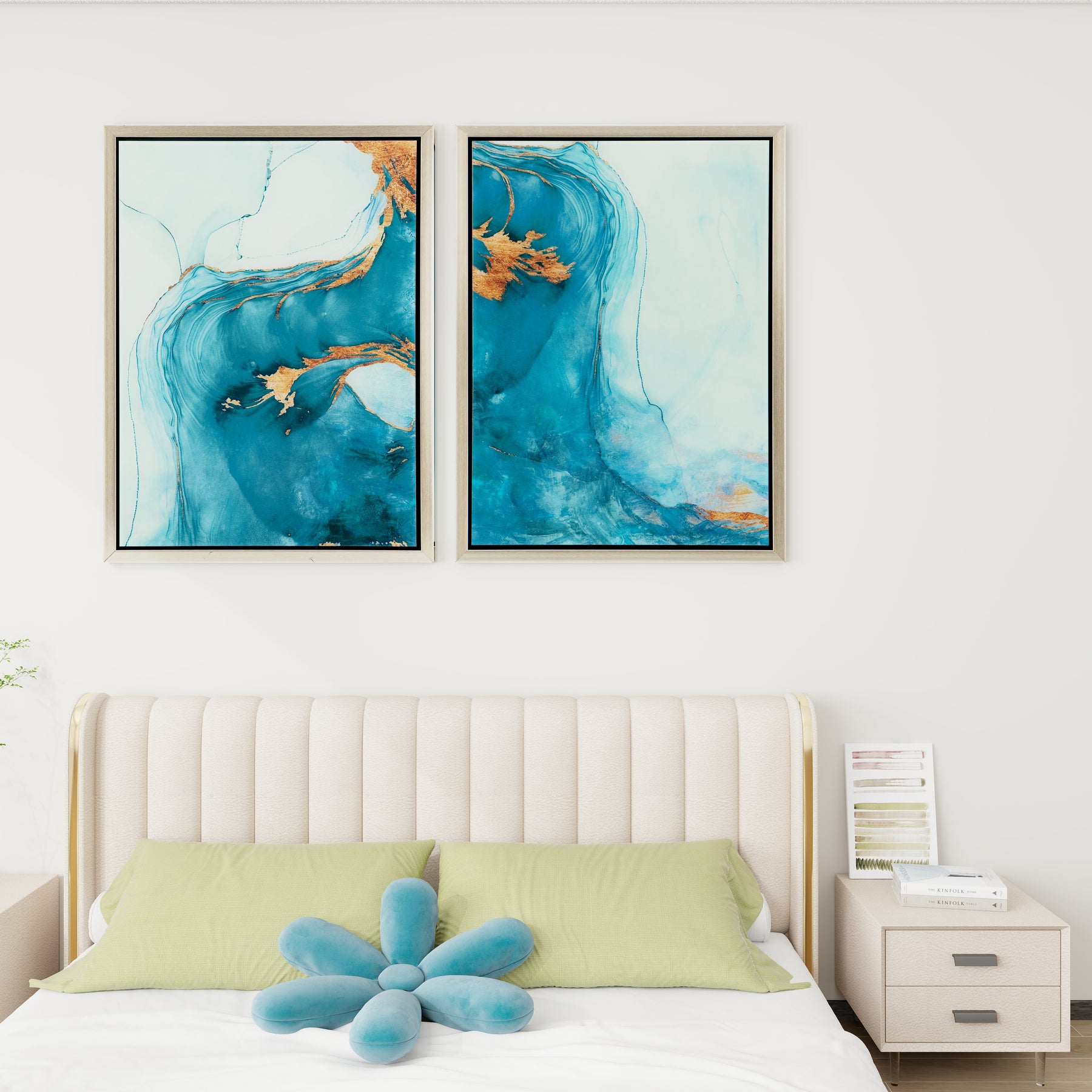 Abstract Blue and Green Acrylic Framed Wall Art