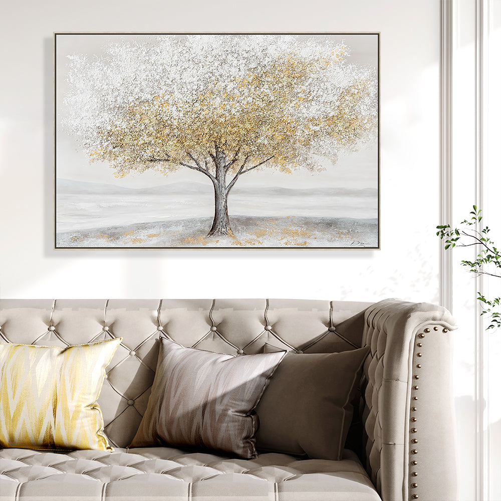 Golden Tree Hand Painted Canvas Wall Art