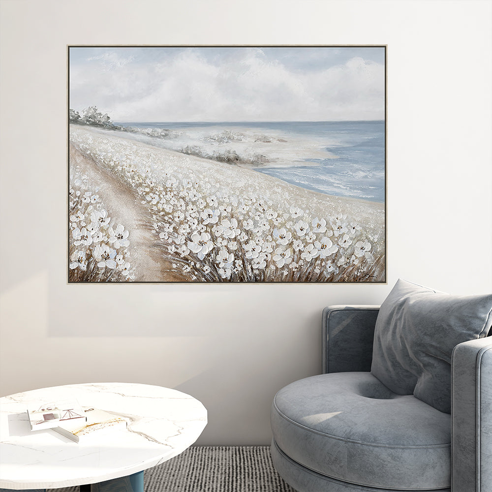 White Flowers Hand Painted Oil Painting Wall Art