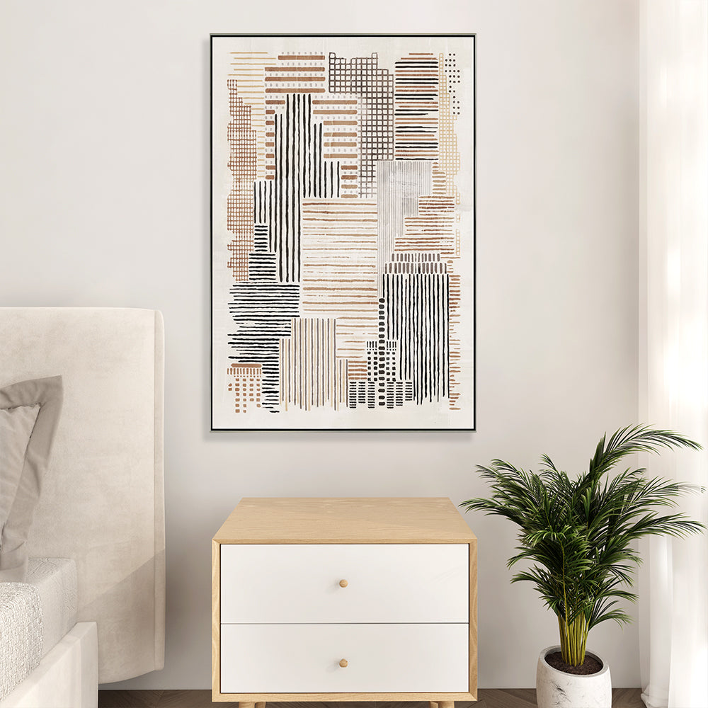 Horizontal And Vertical Texture Half Hand Painted Wall Art