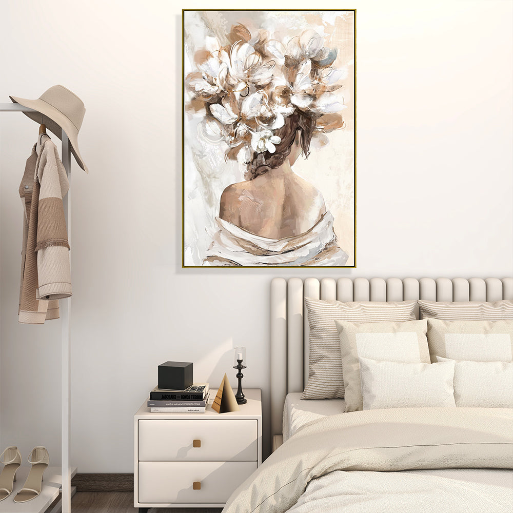 Woman And Flower Hand Painted Canvas Wall Art