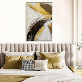 Hand Painted Yellow And Cream Abstract Wall Art