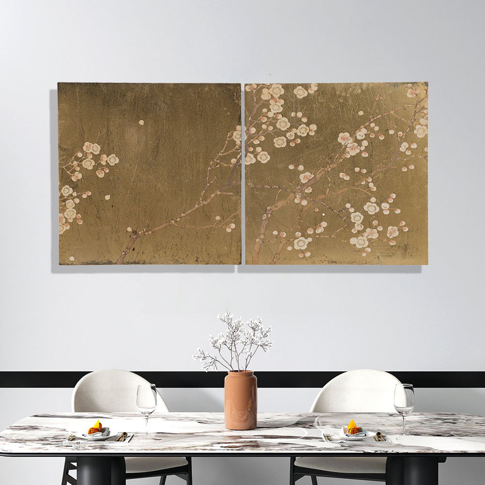 Traditional Pink Cherry Blossom S/2 Hand-painted Framed Wall Art