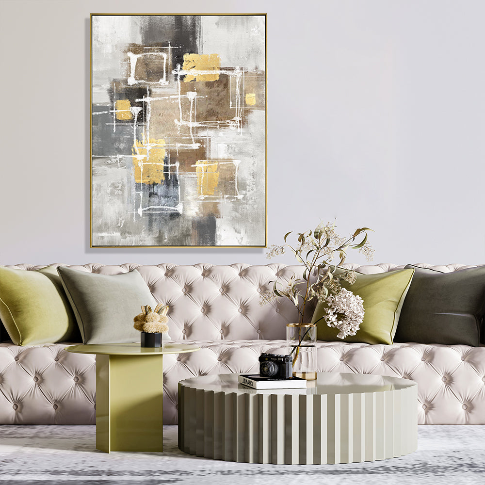 Overlapping Rectangle Hand Painted Canvas Wall Art