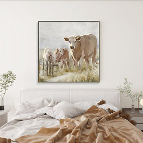 Animal Cow Half Hand Painted Canvas Wall Art