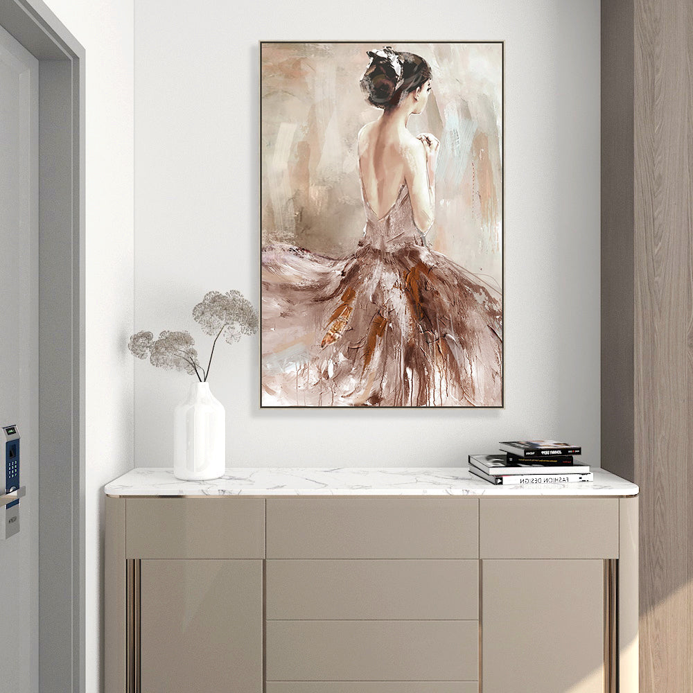 Elegant Lady Hand Painted Canvas Wall Art