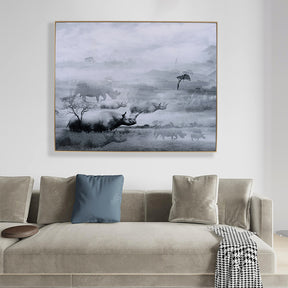 Contemporary Gray Wrapped Canvas Wall Art