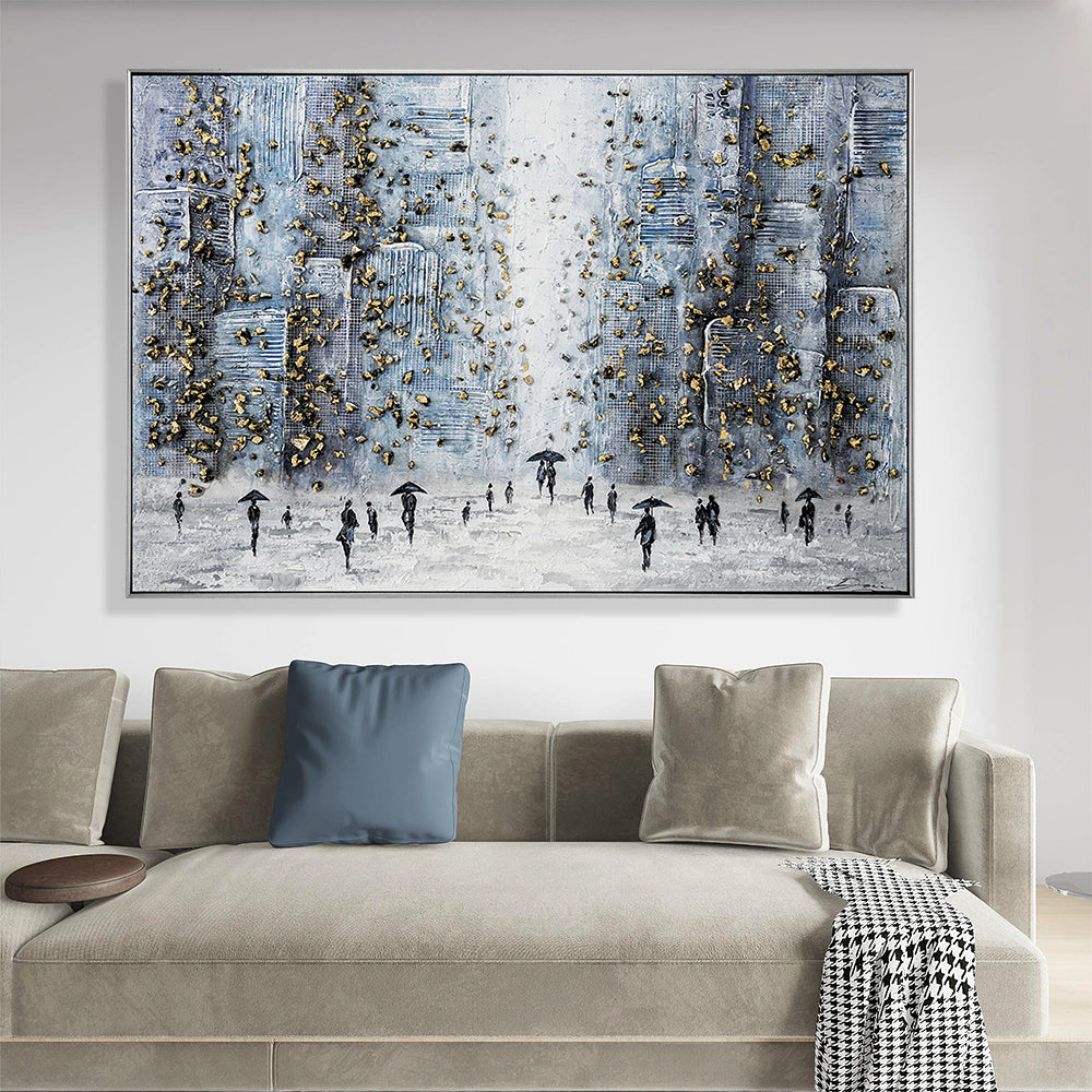 Snowing Day Framed Hand-painted Wall Art