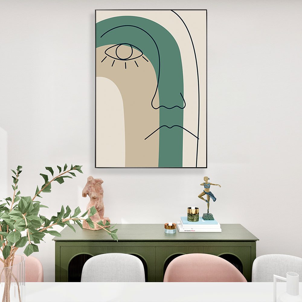 Contemporary Nordic Abstract Art Figure Face Lines Wall Art