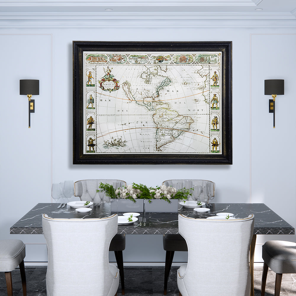 47”L x 36”H Traditional European Map Wall Art