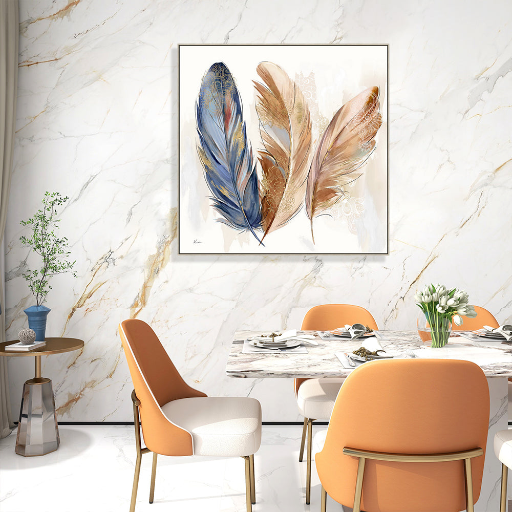 Feather Half Hand Painted Oil Painting Wall Art