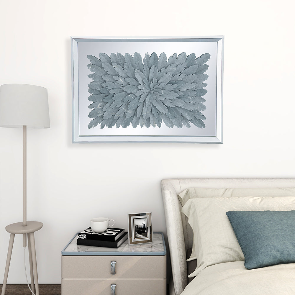 Contemporary Style Feather Shadow Box Wall Decor Framed Wall Art