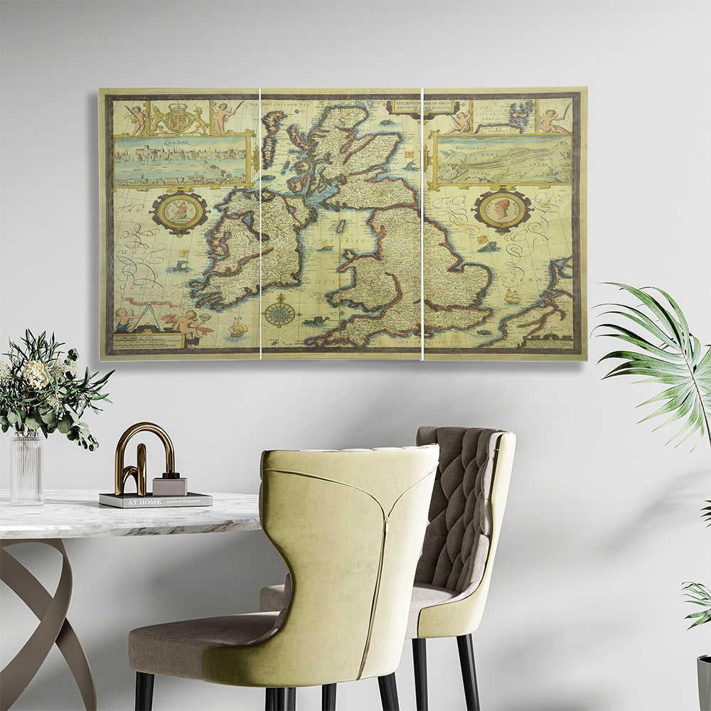 S/3 Traditional Map Framed Wall Art