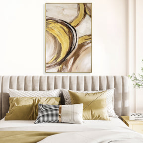 Hand Painted Yellow And Cream Abstract Wall Art