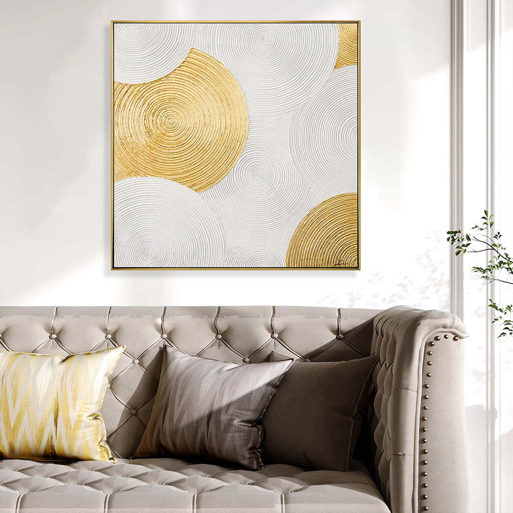 White And Gold Swirl Hand Painted Wall Art