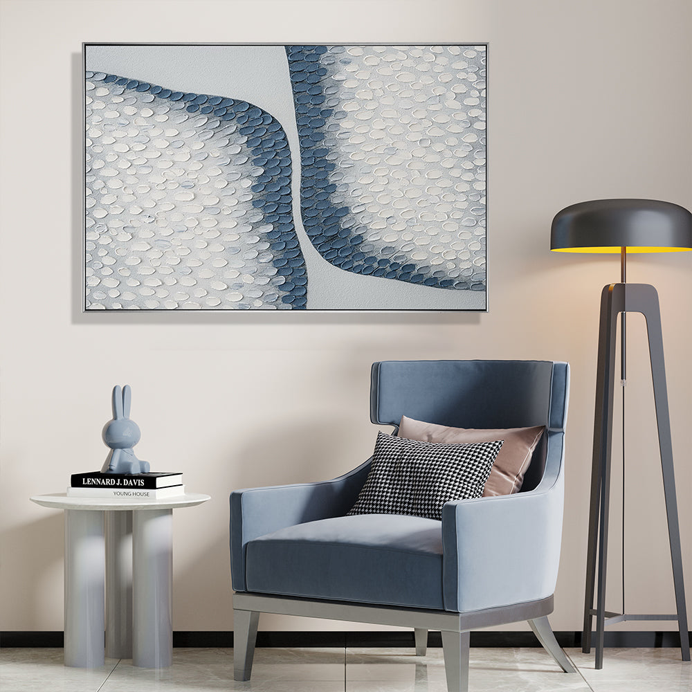 Abstract Blue And White Hand Painted Canvas Wall Art