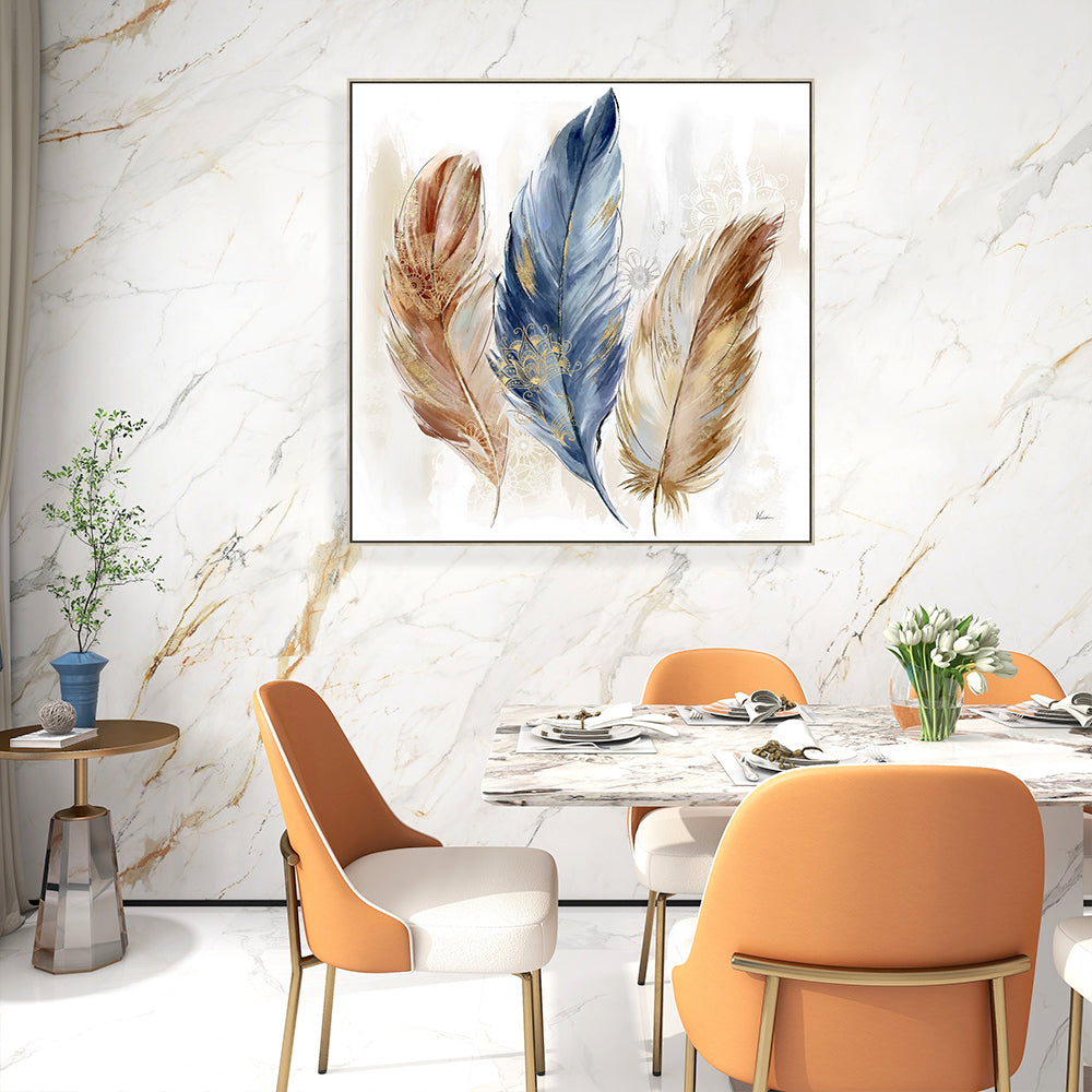 Feather Half Hand Painted Oil Painting Wall Art