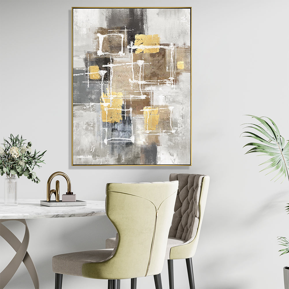 Overlapping Rectangle Hand Painted Canvas Wall Art