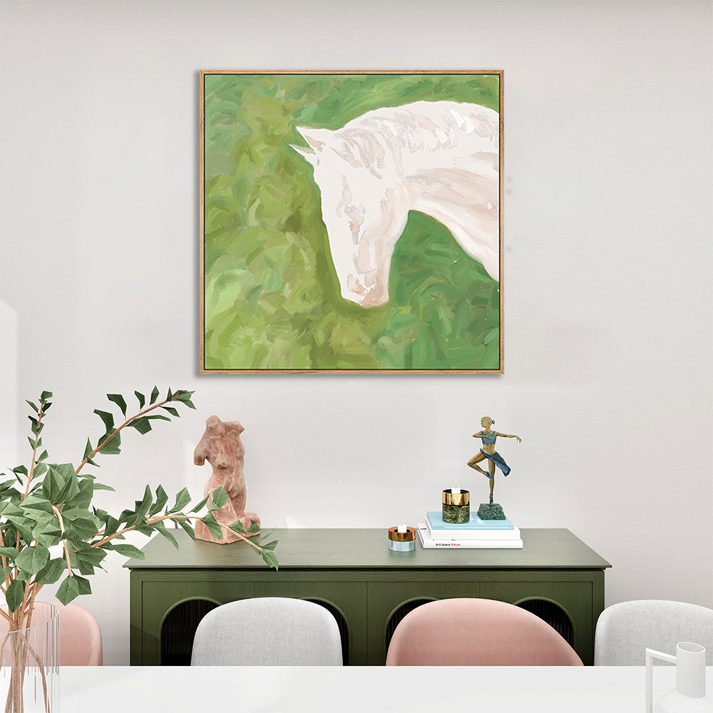 Minimalist Style Oil Painting Horse Framed Wall Art