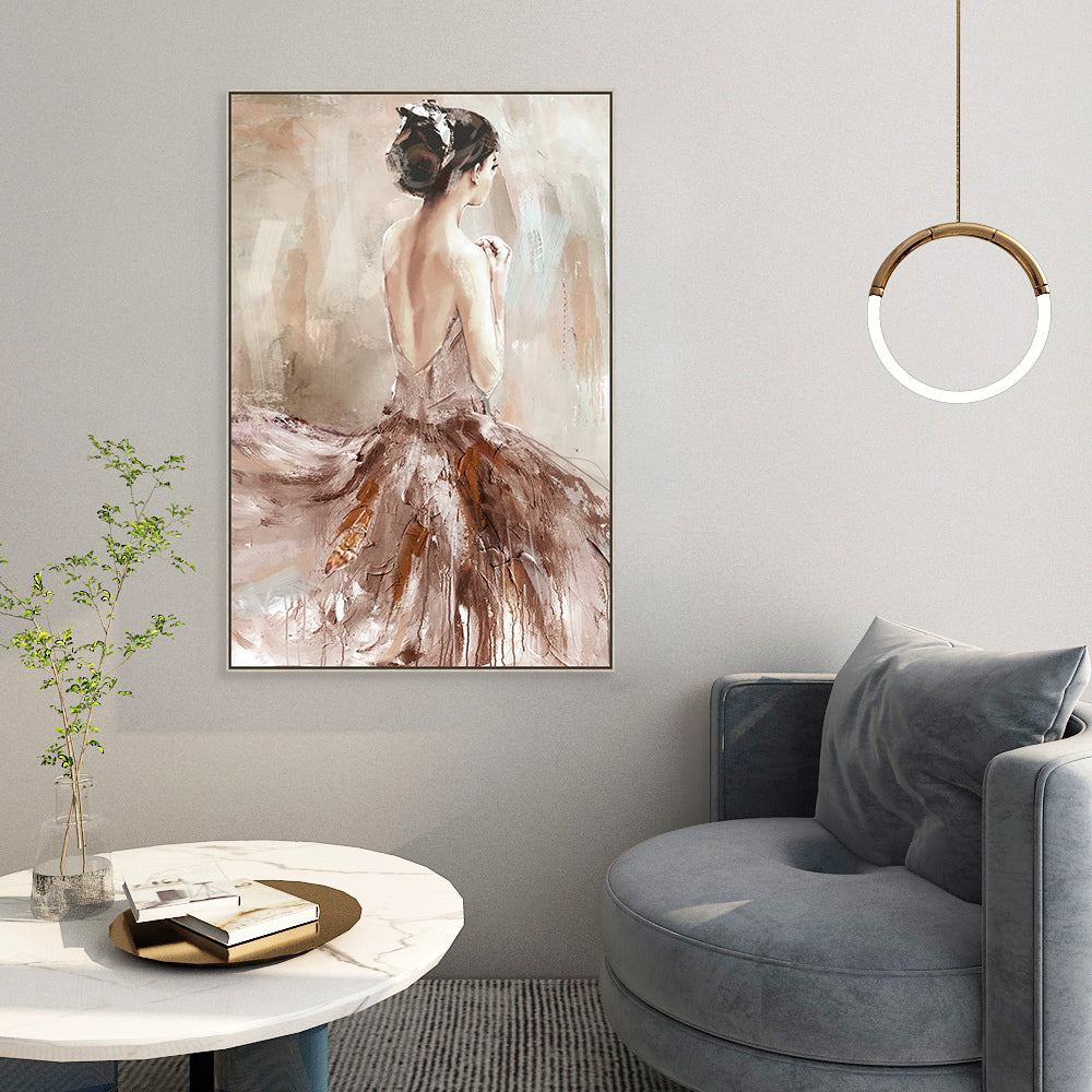 Elegant Lady Hand Painted Canvas Wall Art