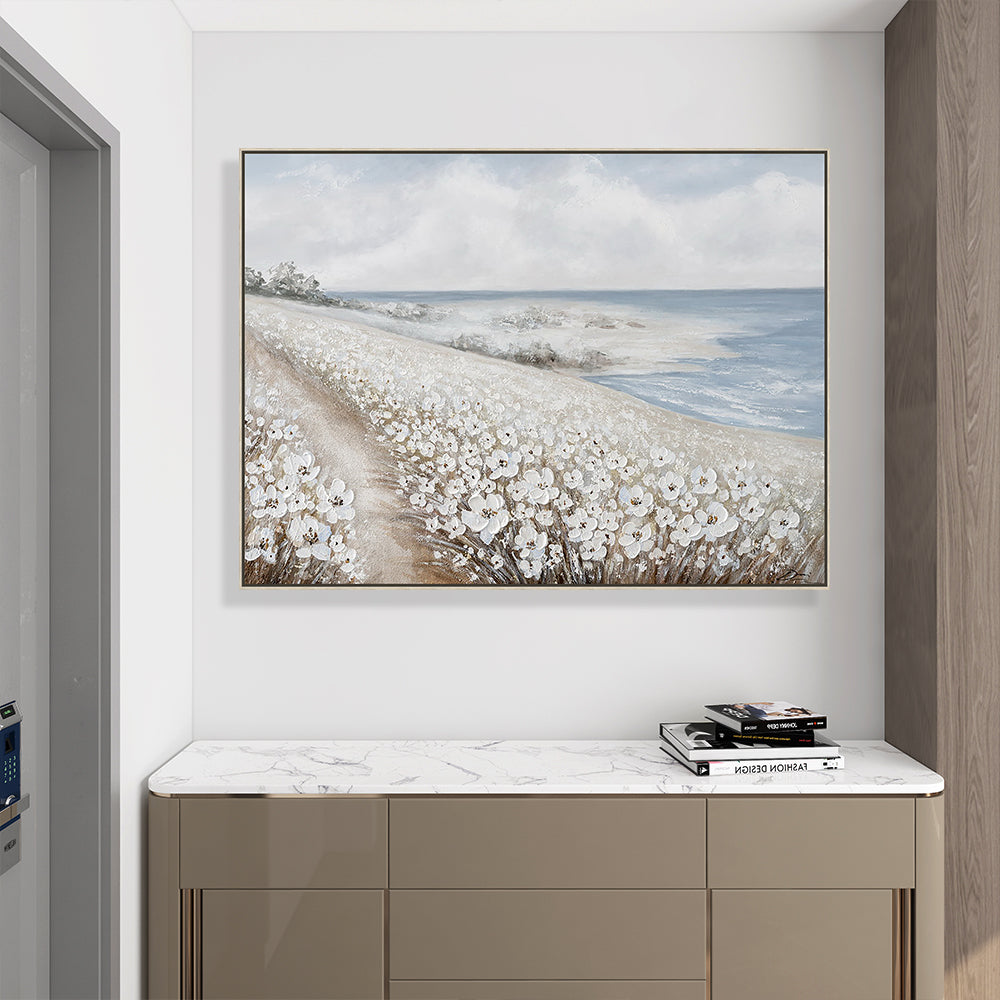 White Flowers Hand Painted Oil Painting Wall Art