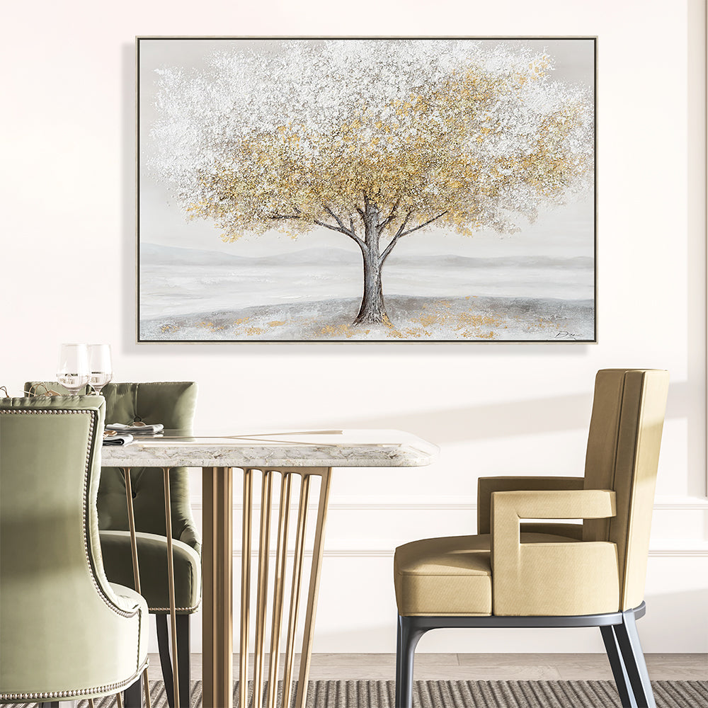 Golden Tree Hand Painted Canvas Wall Art