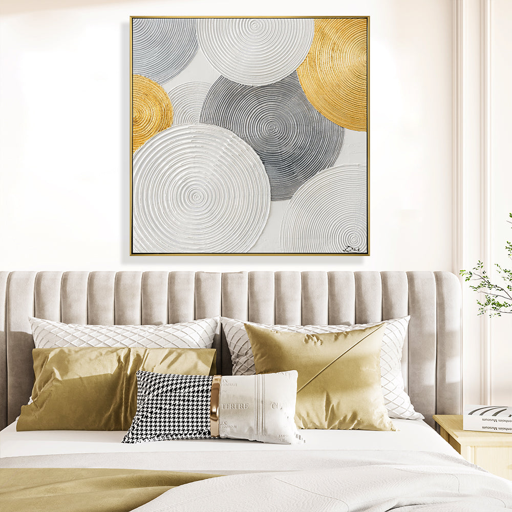 White And Gold Swirl Hand Painted Wall Art