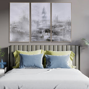 S/3 Black And White Sketch London Scenery Wall Art