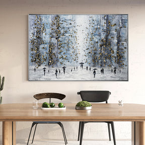 Snowing Day Framed Hand-painted Wall Art